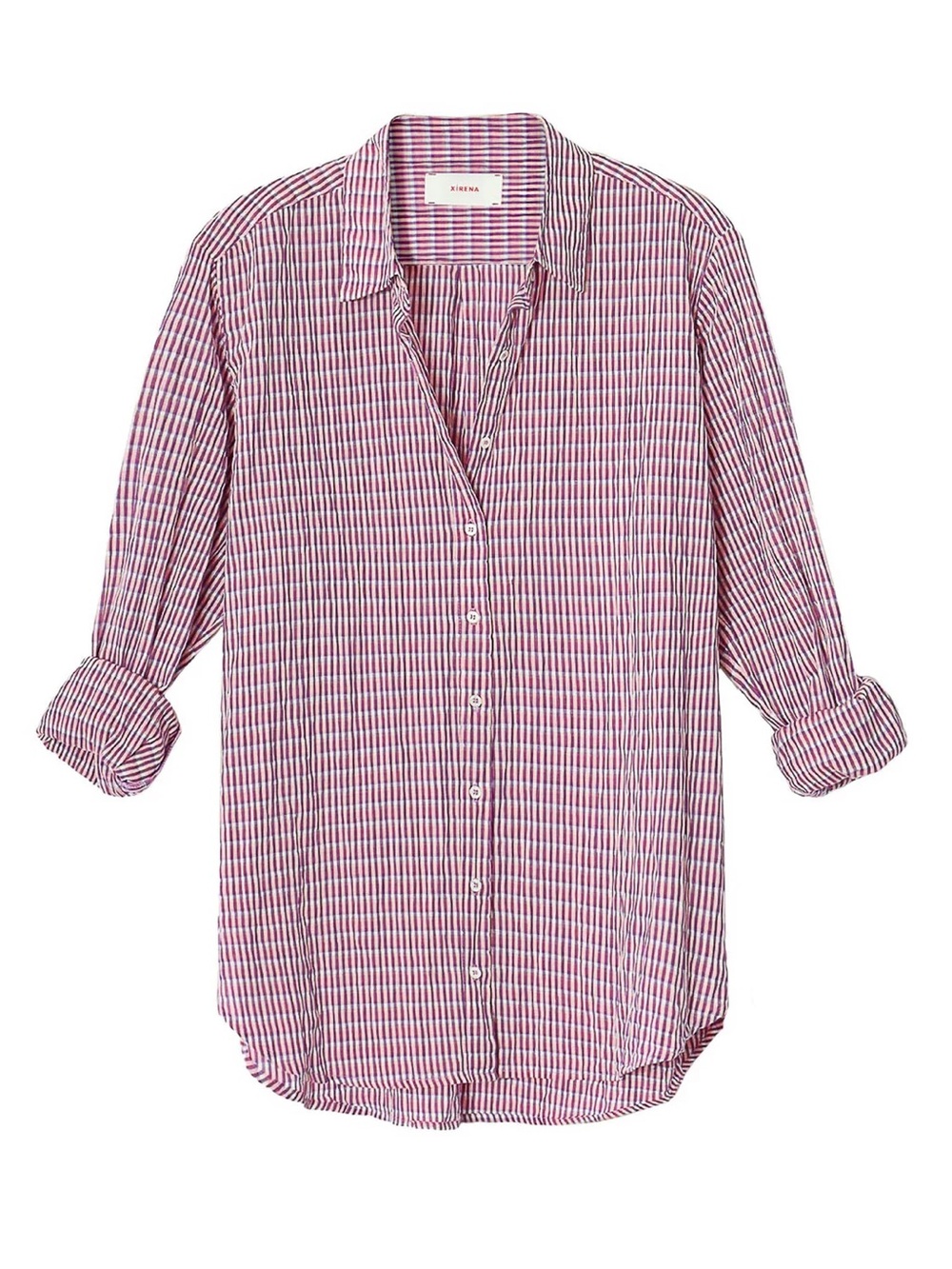 XiRENA Red and White Striped Button-Down Shirt